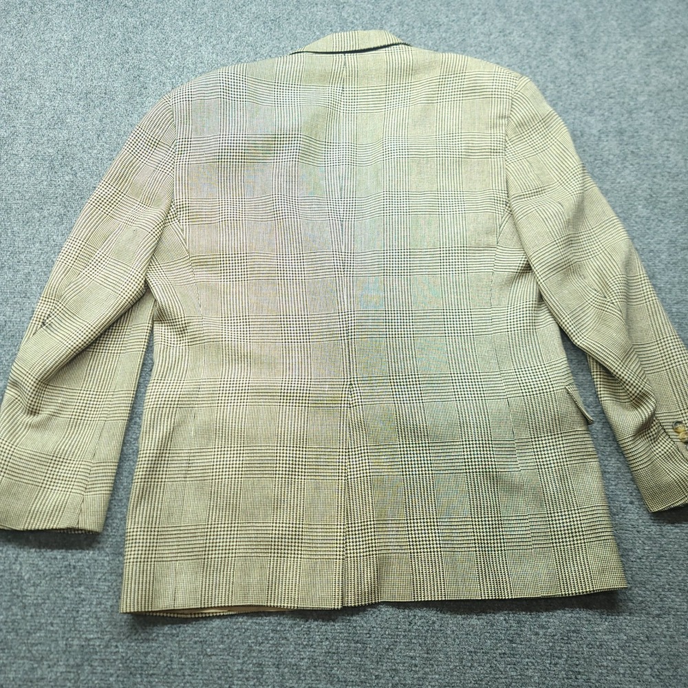 Vintage 90s Tommy Hilfiger Mens 42R Blazer Tan Glen Plaid Sport Coat USA Made